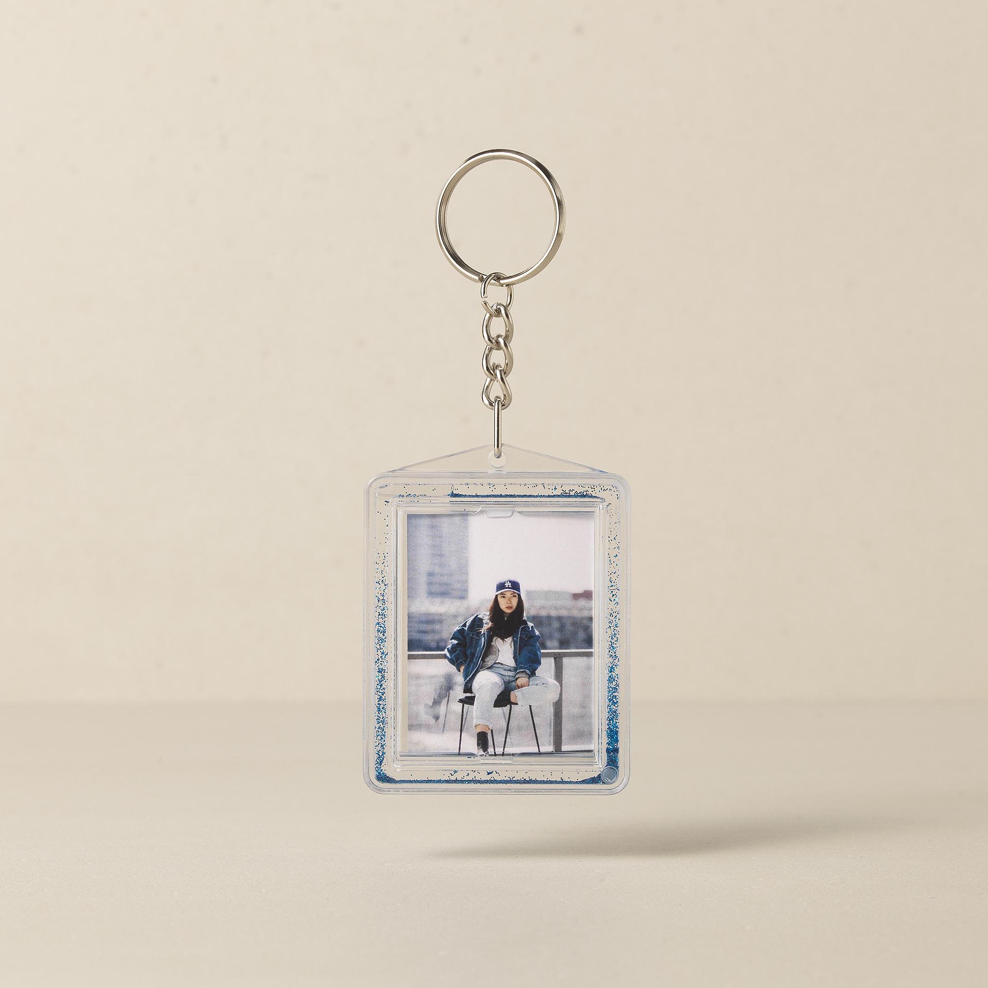 WKC-1519 - PHOTO GLITTER KEYCHAIN