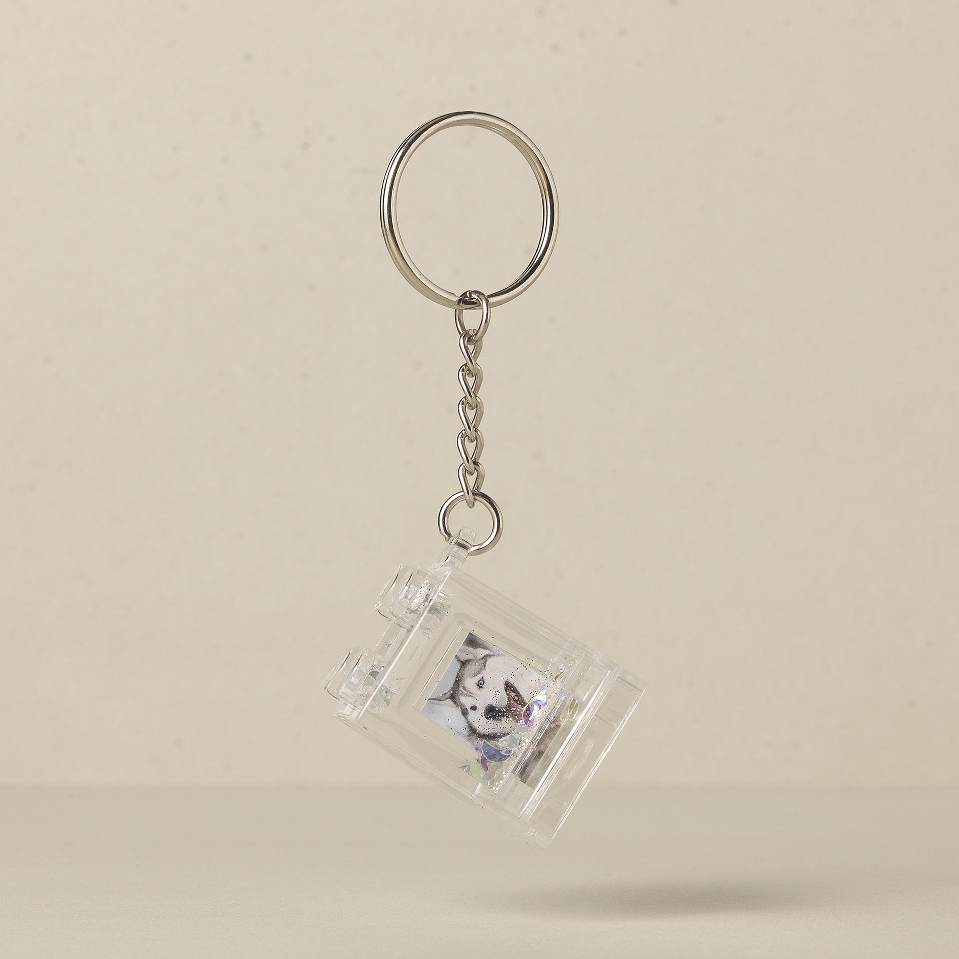 WKC-8004 - PHOTO GLITTER BUILDING BLOCK KEYCHAIN